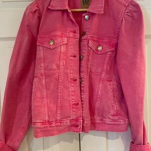 GAP x Barbie Puff Sleeve Pink Denim Jacket
